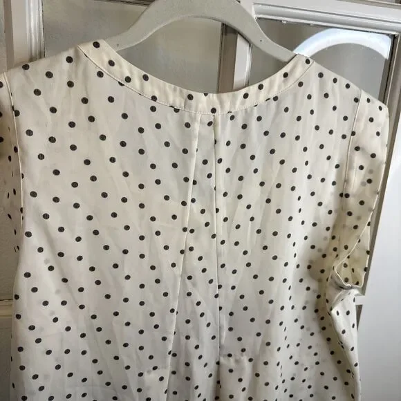 Pleione Sleeveless Top Size M White and Black Polka Dot Cami Shell - Picture 6 of 9